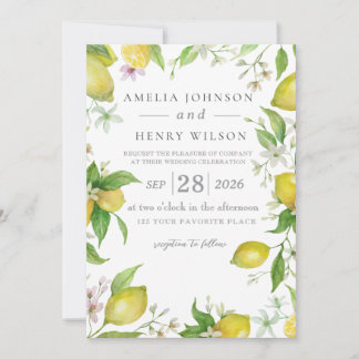 Wasserfarben Zitrusfrüchte Früchte Hochzeit Einlad Einladung