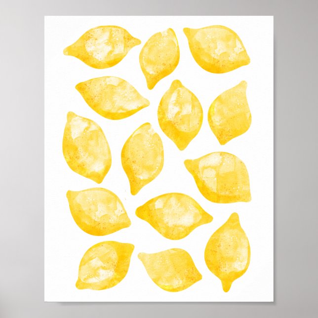 Wasserfarben Zitrusfrüchte Muster Poster (Vorne)