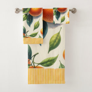 Wasserfarben Zitrusfrüchte Orange Blätter Hochzeit Badhandtuch Set