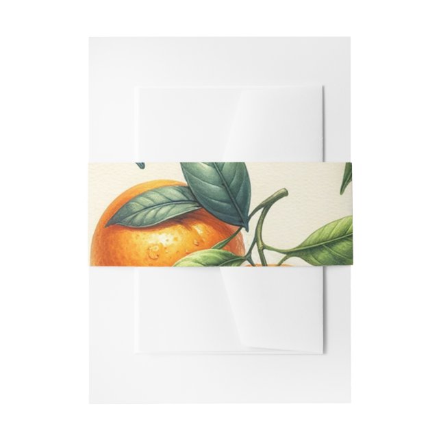 Wasserfarben Zitrusfrüchte Orange Blätter Hochzeit Einladungsbanderole (Vorderseite Beispiel)