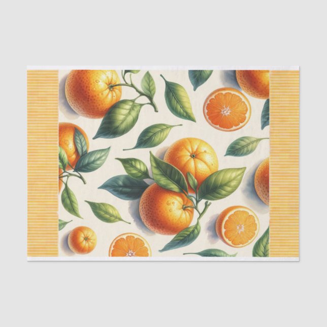 Wasserfarben Zitrusfrüchte Orange Blätter Hochzeit Seidenpapier (Vorderseite)