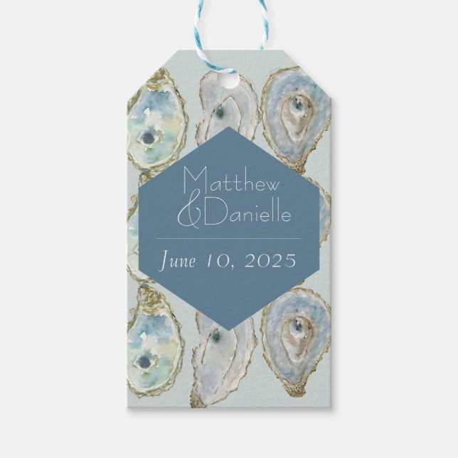 Wasserfarbenaustern Hochzeit Geschenkanhänger (Vorderseite)