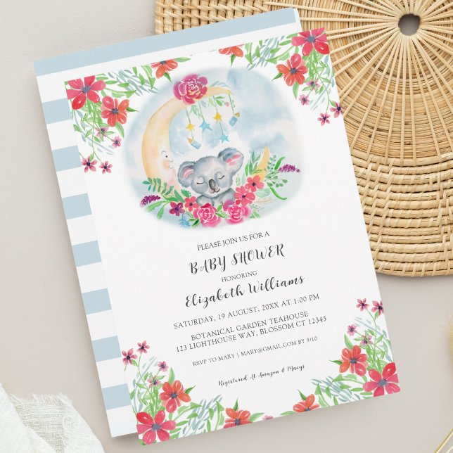 Wasserfarbenbaby Koala mit Mondeinladung Einladung (Von Creator hochgeladen)