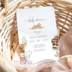 Wasserfarbenbacken Girl Babydusche Einladung