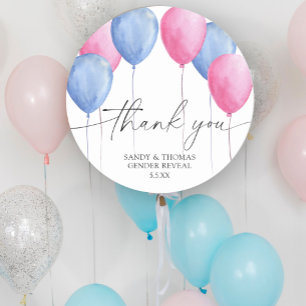 Wasserfarbenballons Danke Geschlecht verraten Runder Aufkleber