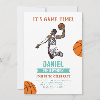 Wasserfarbenbasketball Einladung zum Geburtstag