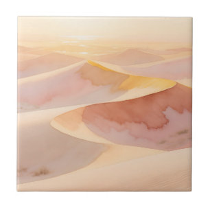 Wasserfarbenbild Wüsten-Sonnenuntergang-Dünen Fliese