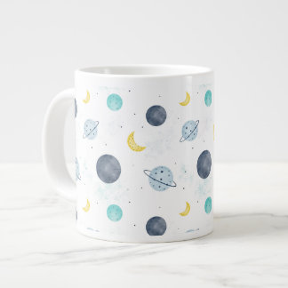 Wasserfarbenblau-Planet-Muster Jumbo-Tasse