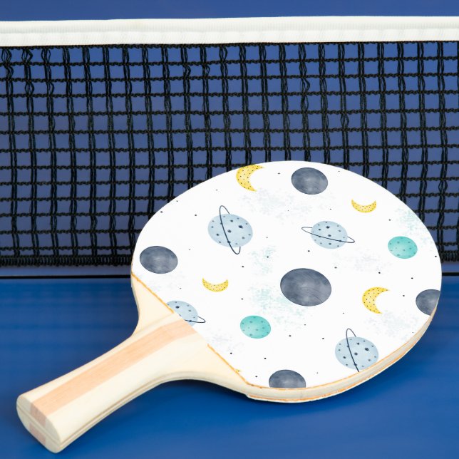 Wasserfarbenblau-Planet-Muster Tischtennis Schläger (InSitu)