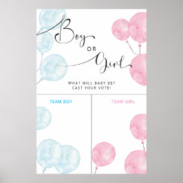 Wasserfarbenblau und rosa Geschlecht offenbaren Wa Poster