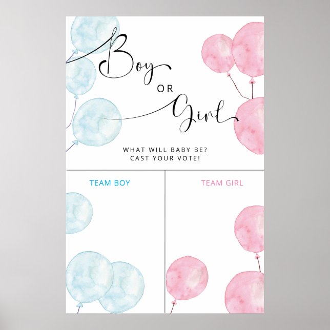 Wasserfarbenblau und rosa Geschlecht offenbaren Wa Poster (Vorne)