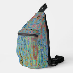 Wasserfarbenblaue Groovy Abstrakte hintere Atomwav Crossbody Bag