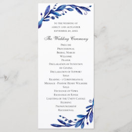 Wasserfarbenblaue Hochzeit mit Blumen. Botanisch Programm
