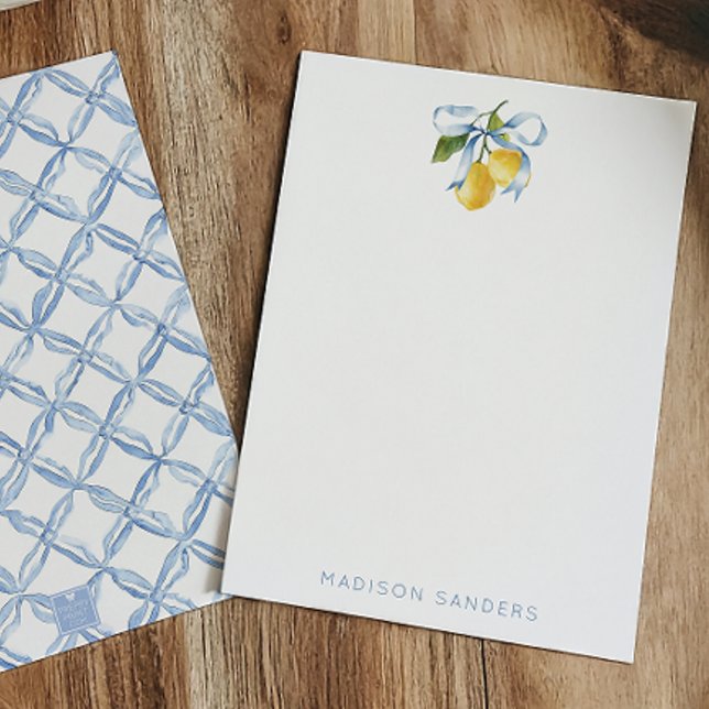 Wasserfarbenblauer Bow Lemons Personalisiert Dankeskarte (Von Creator hochgeladen)