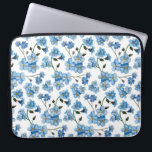 Wasserfarbenblaues Blumenmuster. Niedliche Blume Laptopschutzhülle<br><div class="desc">Watercolor blauen Blumenmuster Laptop Ärmel.</div>