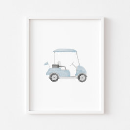Wasserfarbenblaues Vintages Golfcarbposter Poster