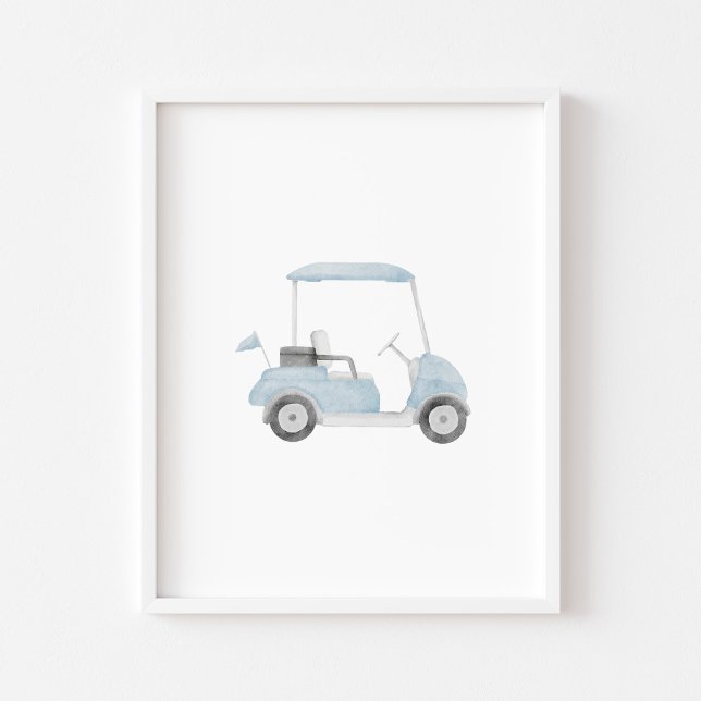 Wasserfarbenblaues Vintages Golfcarbposter Poster (Von Creator hochgeladen)