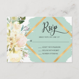 Wasserfarbenblüte Minze Elfenbeinblütenhochzeit RS RSVP Karte
