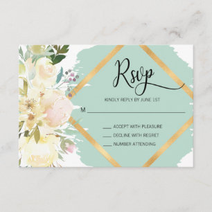 Wasserfarbenblüte Minze Elfenbeinblütenhochzeit RS RSVP Karte