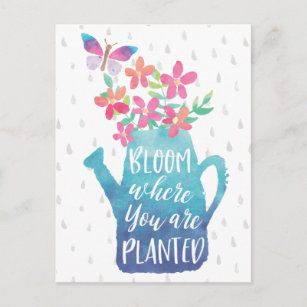 Wasserfarbenblüte, wo Sie gepflanzt werden Postkarte