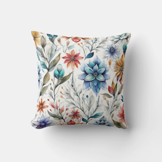 Wasserfarbenblüten Kissen (Vorderseite)
