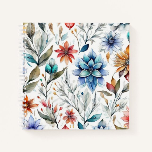 Wasserfarbenblüten Notizbuch (Vorderseite)