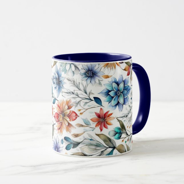 Wasserfarbenblüten Tasse (VorderseiteRechts)