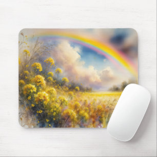 Wasserfarbenbogen über der Wildblume Wiese Mousepad