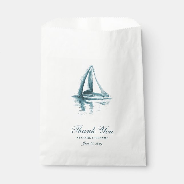 Wasserfarbenboot Hochzeit Danke, dass du Bags bevo Geschenktütchen (Vorderseite)