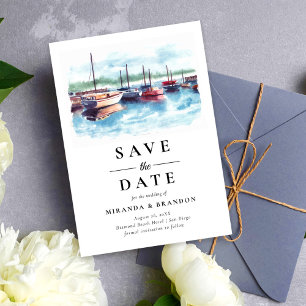 Wasserfarbenboot Hochzeit Speichern Sie die Datums