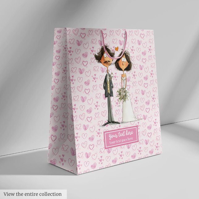 Wasserfarbenbride Groom Geschenktasche Sonnige Hoc Mittlere Geschenktüte (Watercolor Bride Groom Gift Bag Funny Wedding)