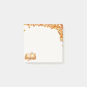 Wasserfarbenbuch und Tee, gemütlicher Herbst Post-it Klebezettel