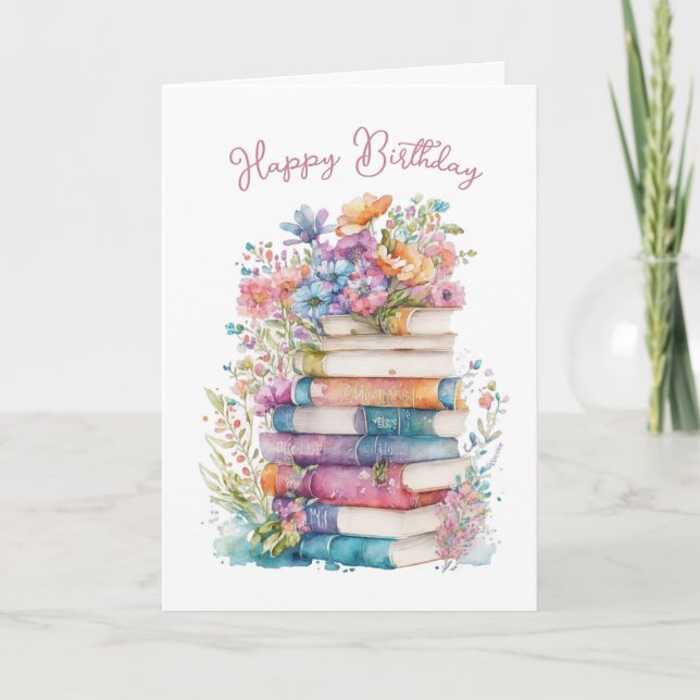 Wasserfarbenbuchliebhaber zum Geburtstag Karte (Vorderseite)