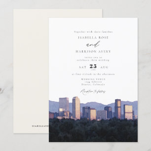 WasserfarbenDenver Colorado Skyline Hochzeit Einladung