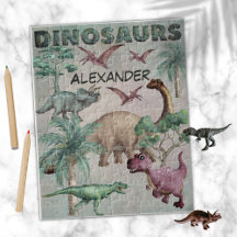 Wasserfarbendinosaurier T-Rex Dinos Boys Name