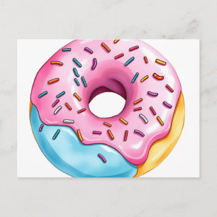 WasserfarbenDonut mit Eisen und Sprinklen auf Weiß Postkarte