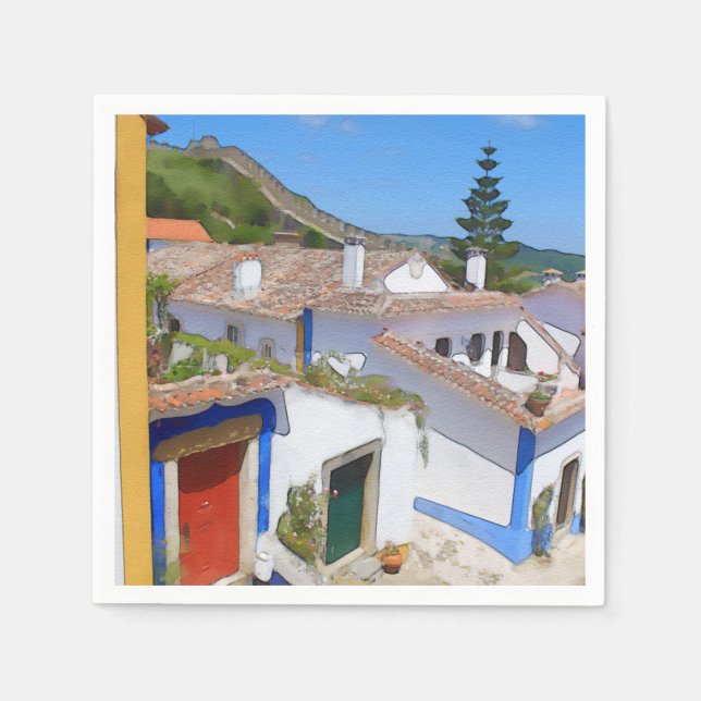 Wasserfarbendorf Serviette (Vorderseite)