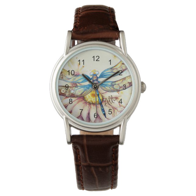 Wasserfarbendrachenfliege, personalisieren armbanduhr (Vorderseite)