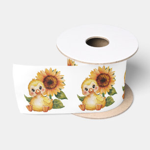 Wasserfarbenduckeln mit Sonnenblume Satinband
