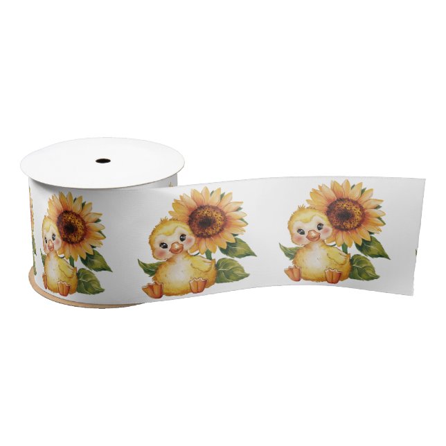 Wasserfarbenduckeln mit Sonnenblume Satinband (Spule)