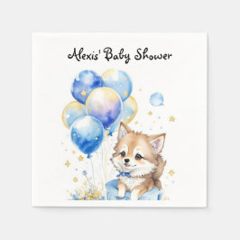 Wasserfarbendusche Wolf Baby Serviette
