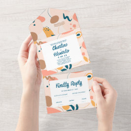 Wasserfarbene Abstrakte Pastelhochzeit All In One Einladung