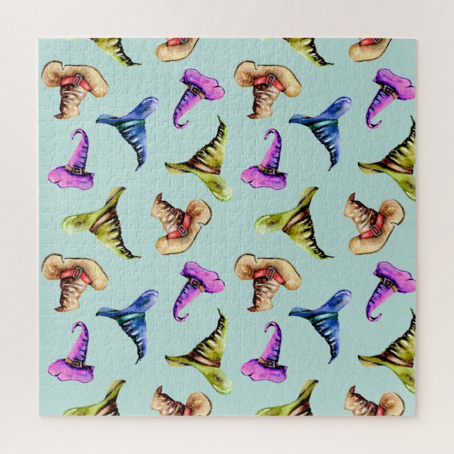 Wasserfarbene alte Hüte: blauer Hintergrund. (Vertikal)