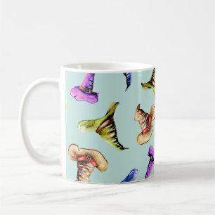 Wasserfarbene alte Hüte: blauer Hintergrund. Kaffeetasse