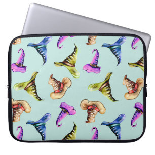 Wasserfarbene alte Hüte: blauer Hintergrund. Laptopschutzhülle