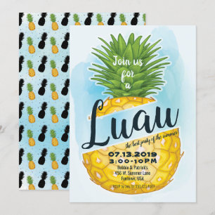 Wasserfarbene Ananas Luau Sommerliches Party Einladung