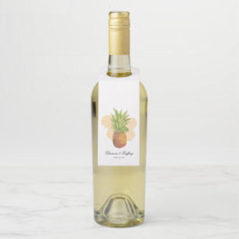 Wasserfarbene Ananas Tropische Sommerhochzeit Flaschenanhänger