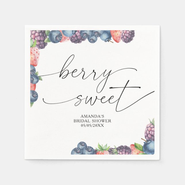 Wasserfarbene Beeren - Süßbeerentext Serviette (Vorderseite)
