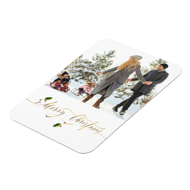 Wasserfarbene Berries Foto Frohe Weihnachten Magnet (Linke Seite)