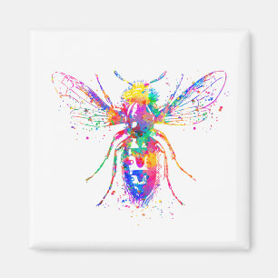 Wasserfarbene Biene 2 Inch Square Magnet